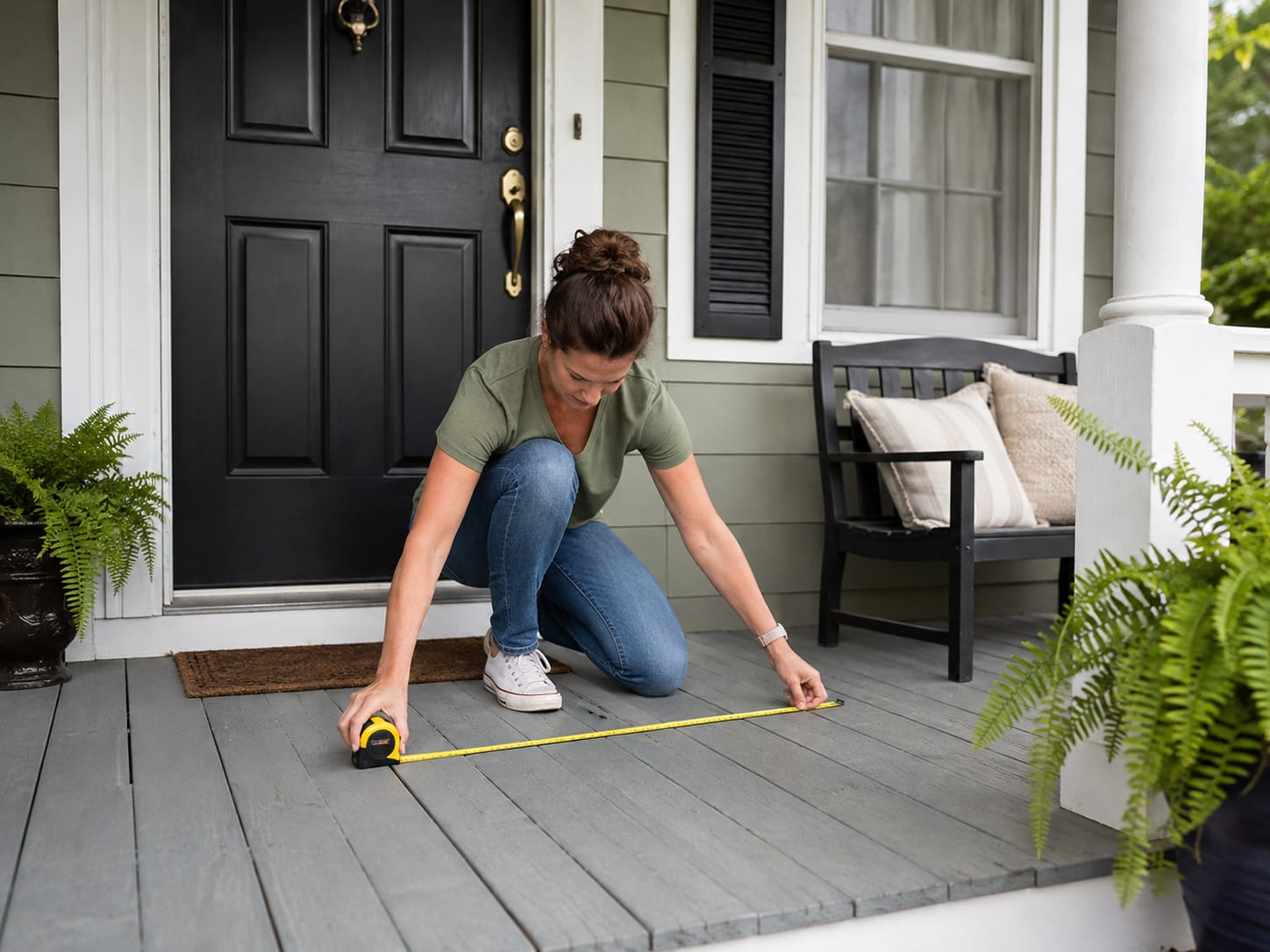Measuring a front porch before choosing chairs, benches and outdoor furniture