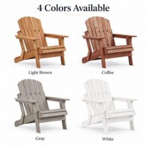 Oversized folding wooden Adirondack chairs in Light Brown, Coffee, Gray, and White